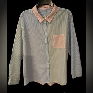 NWT Multicolored Mi Ami Blouse with a Seersucker Vineyard Vines Look